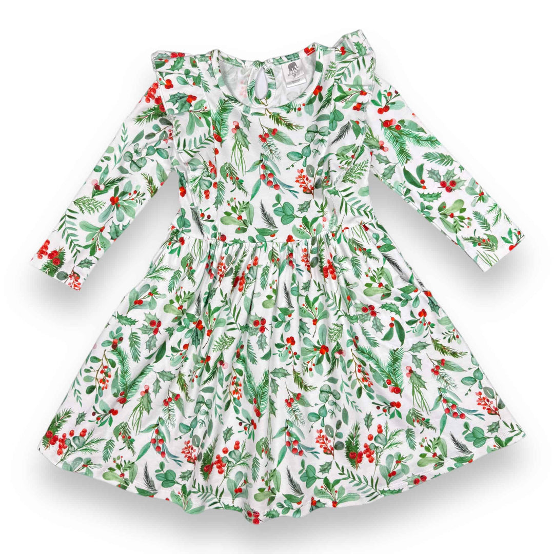 Long Sleeve Flutter Twirl Dress - Pink Elephant Brands