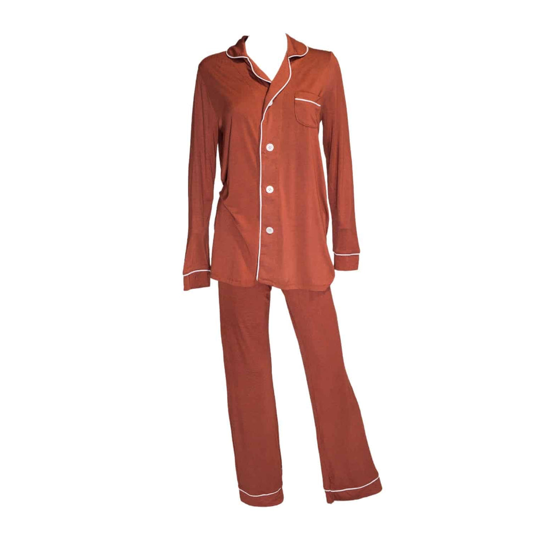 Ladies Button Down Pajama Set - Pink Elephant Brands