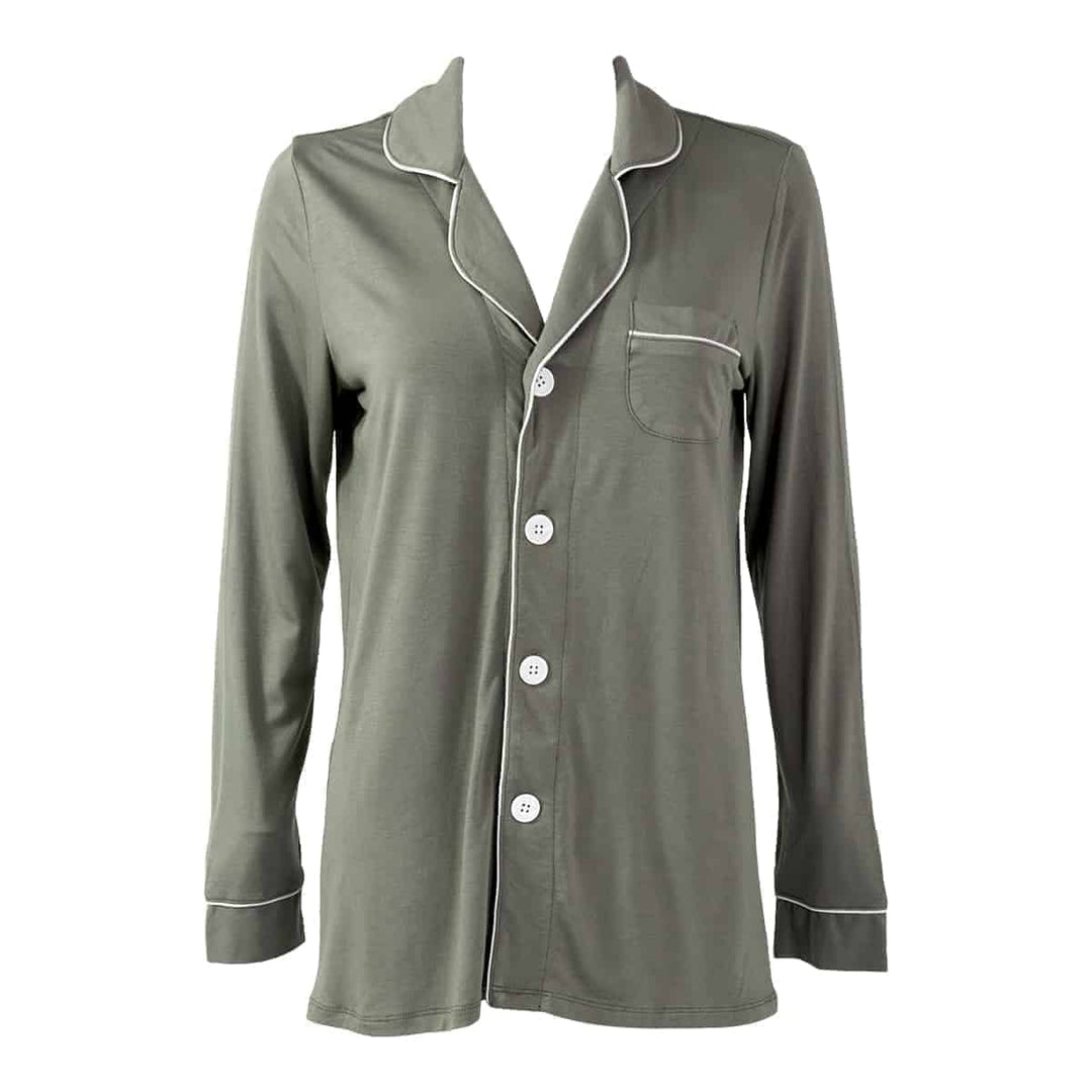 Ladies Button Down Pajama Top - Pink Elephant Brands