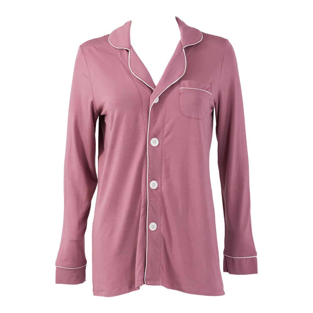 Ladies Button Down Pajama Top - Pink Elephant Brands