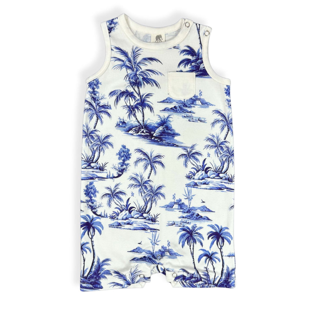 Baby Boy Tank Romper - Tropical Toile