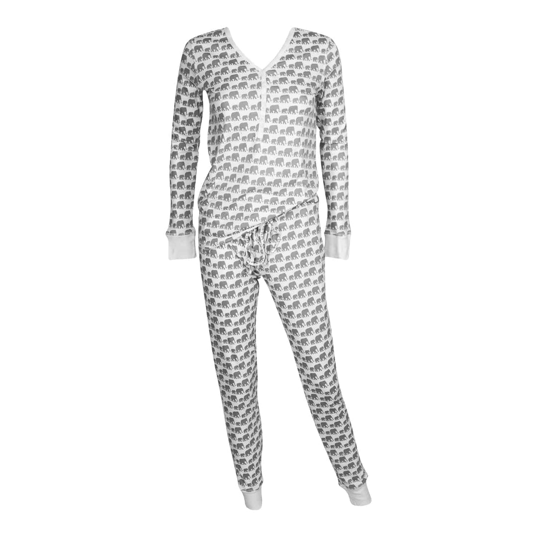 Womens Jogger/Henley Pajama Set - Pink Elephant Brands