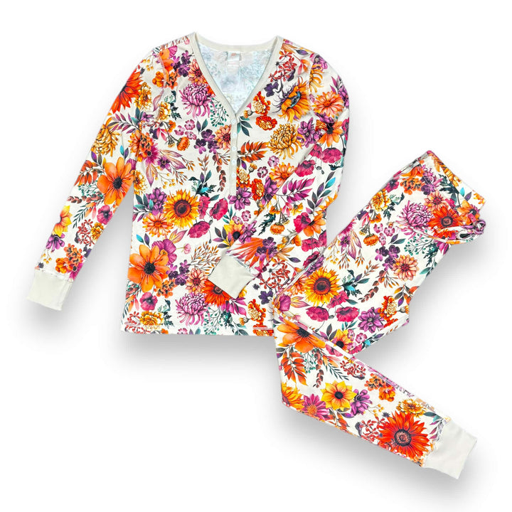 Womens Jogger &amp; Henley Pajama Set - Pink Elephant Brands