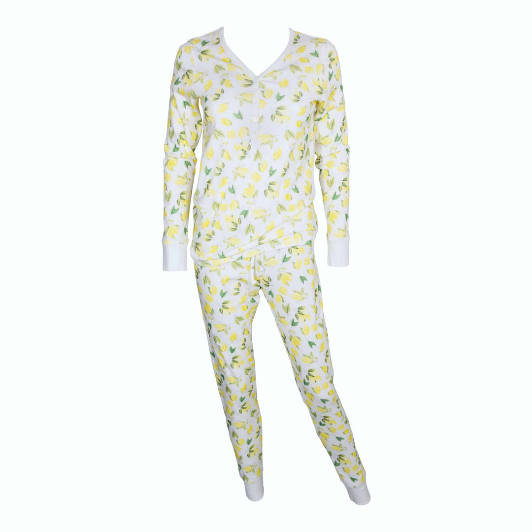 Womens Jogger & Henley Pajama Set - Pink Elephant Brands