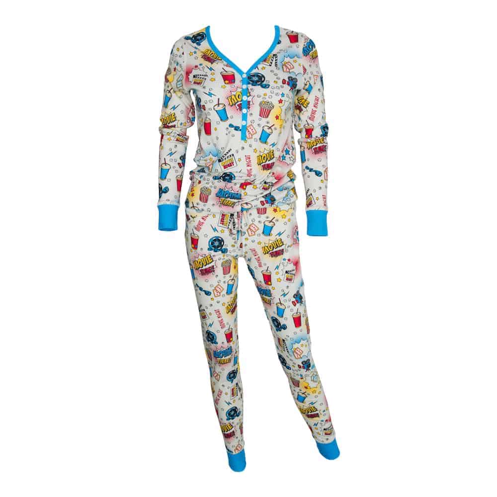 Womens Jogger/Henley Pajama Set - Pink Elephant Brands