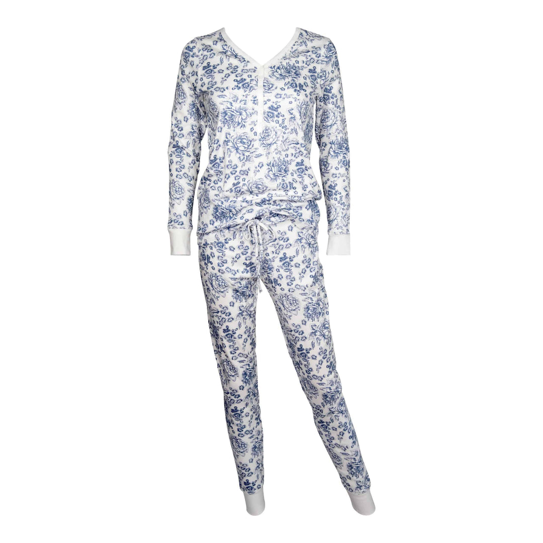 Womens Jogger/Henley Pajama Set - Pink Elephant Brands