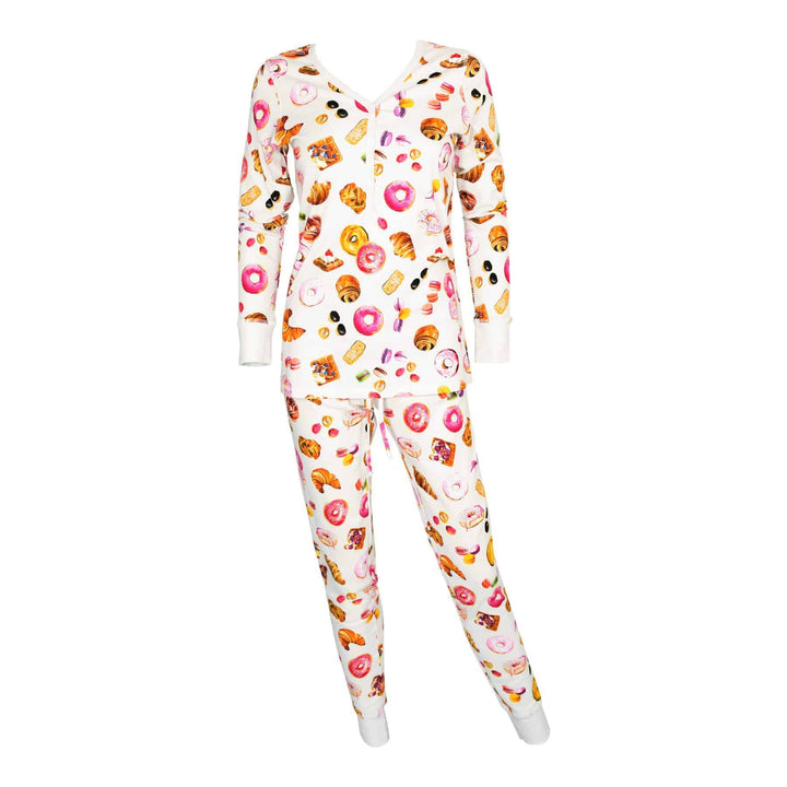 Womens Jogger/Henley Pajama Set - Pink Elephant Brands
