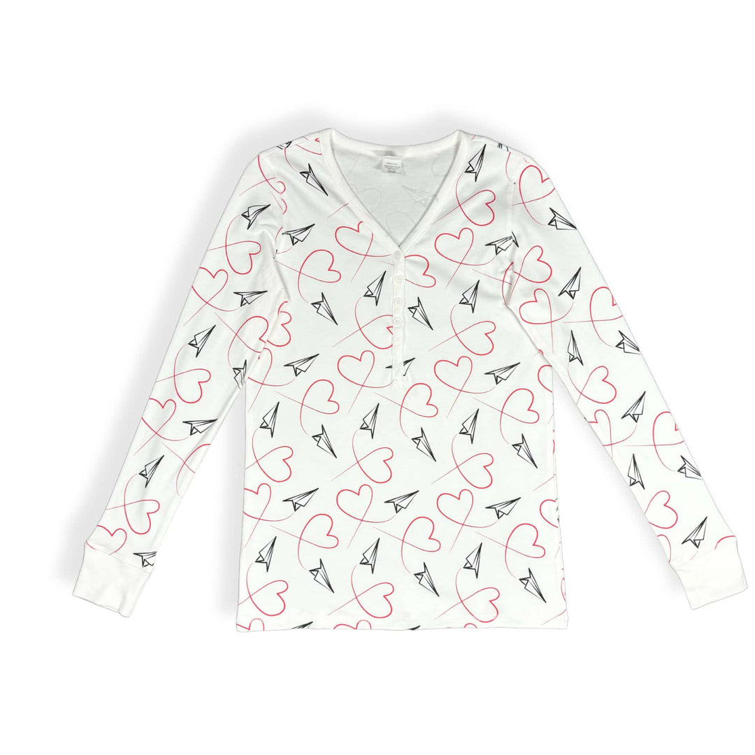 Womens Jogger &amp; Henley Pajama Set - Pink Elephant Brands