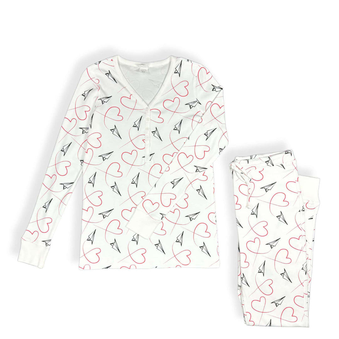 Womens Jogger & Henley Pajama Set - Pink Elephant Brands