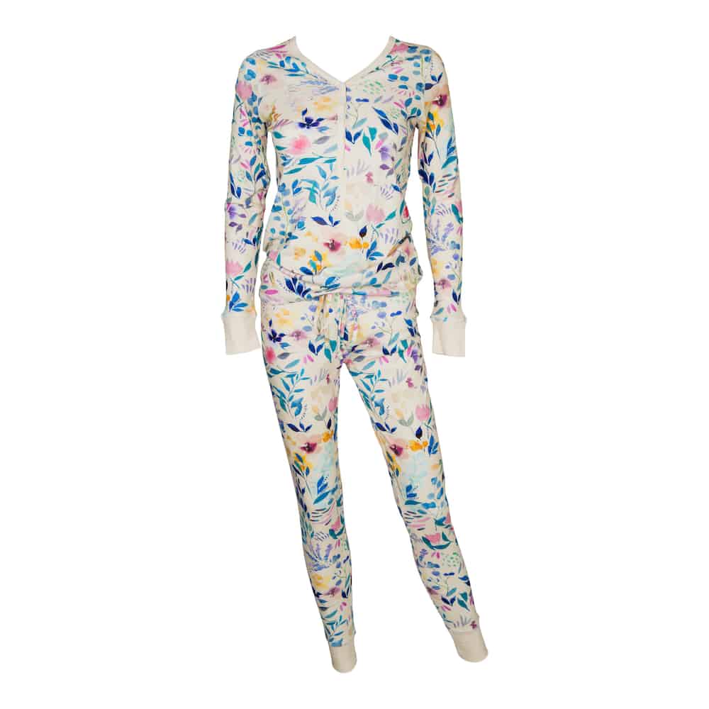 Womens Jogger & Henley Pajama Set - Pink Elephant Brands