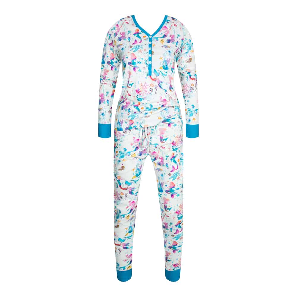 Womens Jogger/Henley Pajama Set - Pink Elephant Brands
