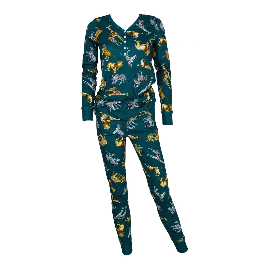 Womens Jogger/Henley Pajama Set - Pink Elephant Brands