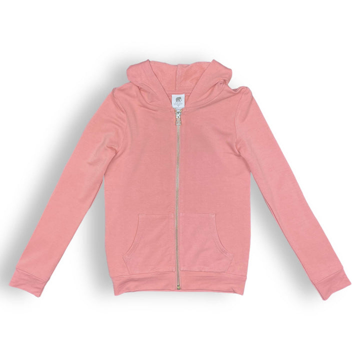 Kids Zip - Front Hoodie in Ultra - Soft French Terry - Pink Elephant Brands