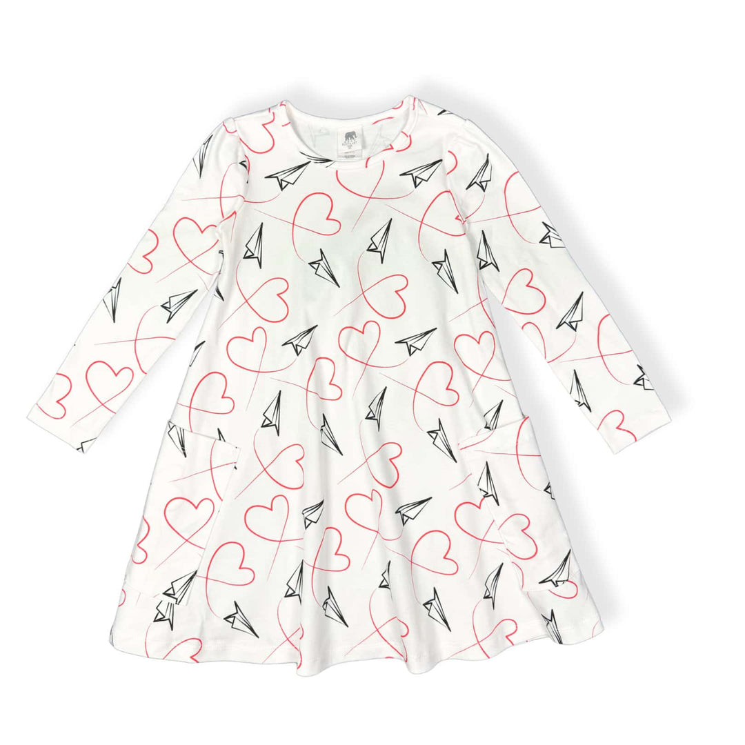 Kids A - line Dress with Oversized Pockets - Pink Elephant Brands