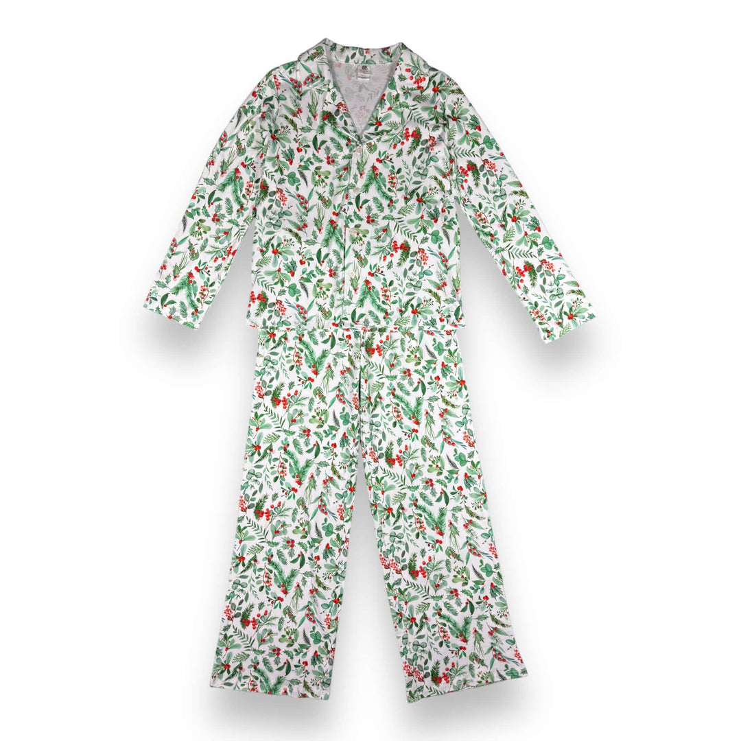 Ladies Relaxed Button Down Pajama Set - Pink Elephant Brands