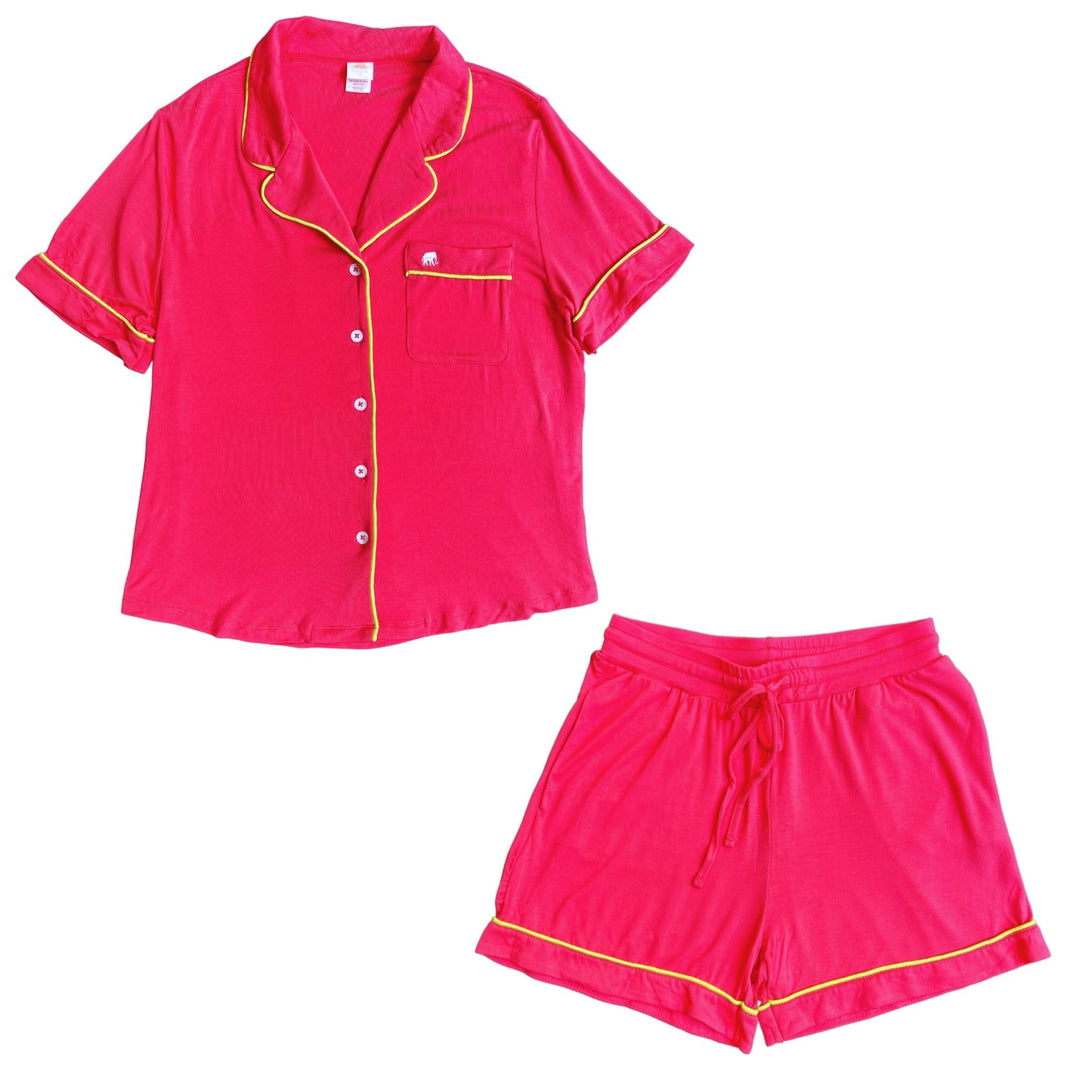 Women's Bamboo Shortie Pajama Set - Pink Elephant Brands