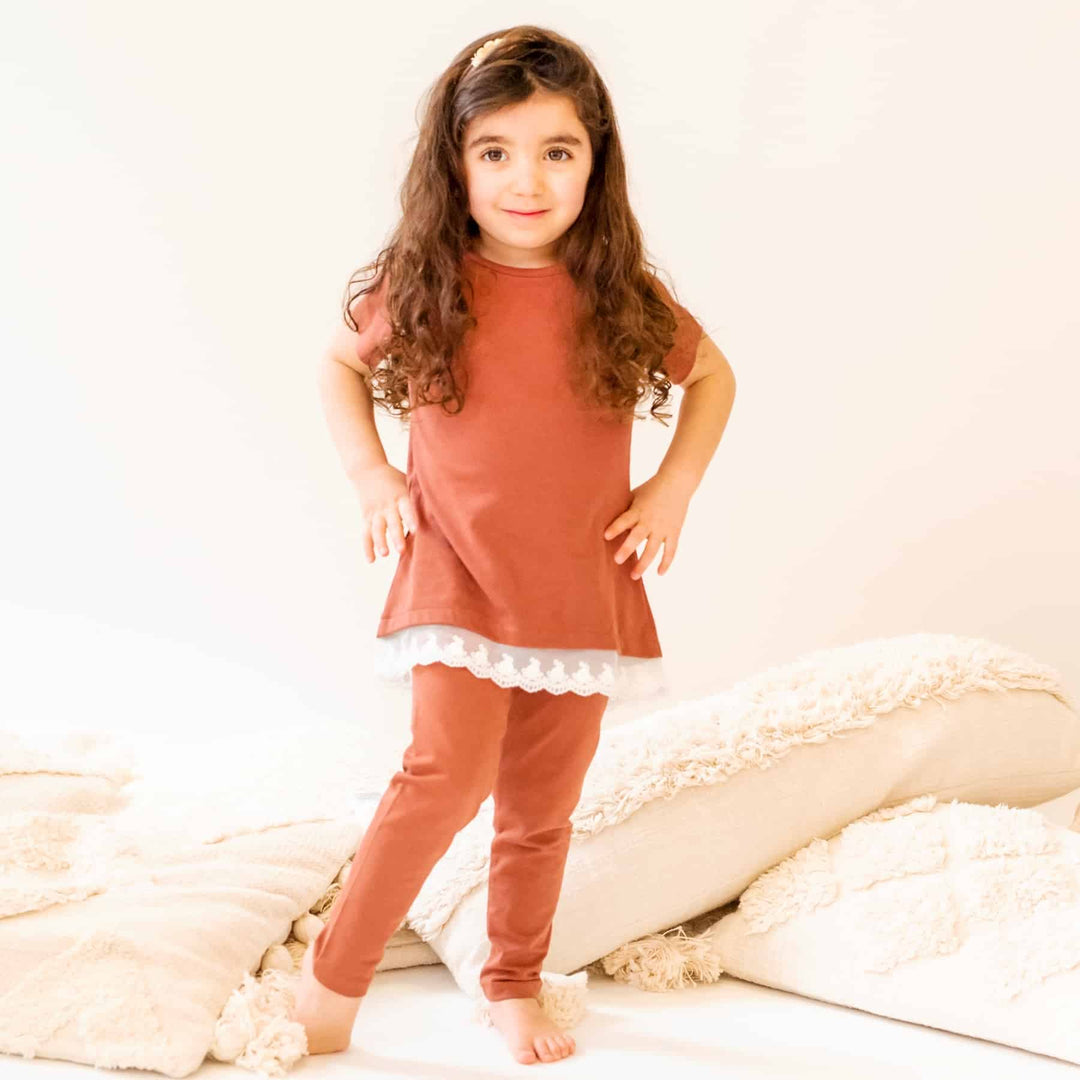Girls Lace Trim Hi-Lo Tee