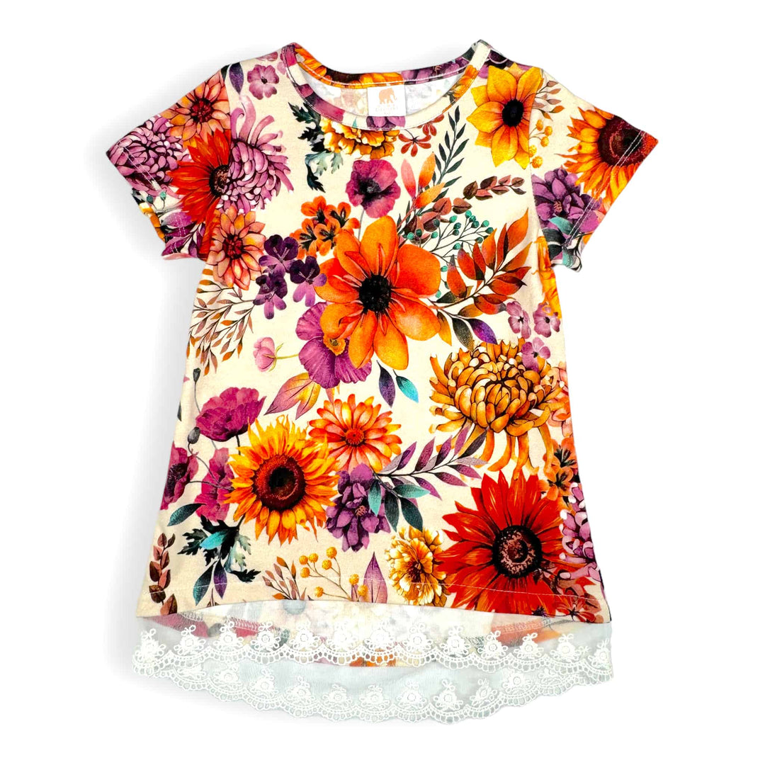 Girls Lace Trim Hi-Lo Tee