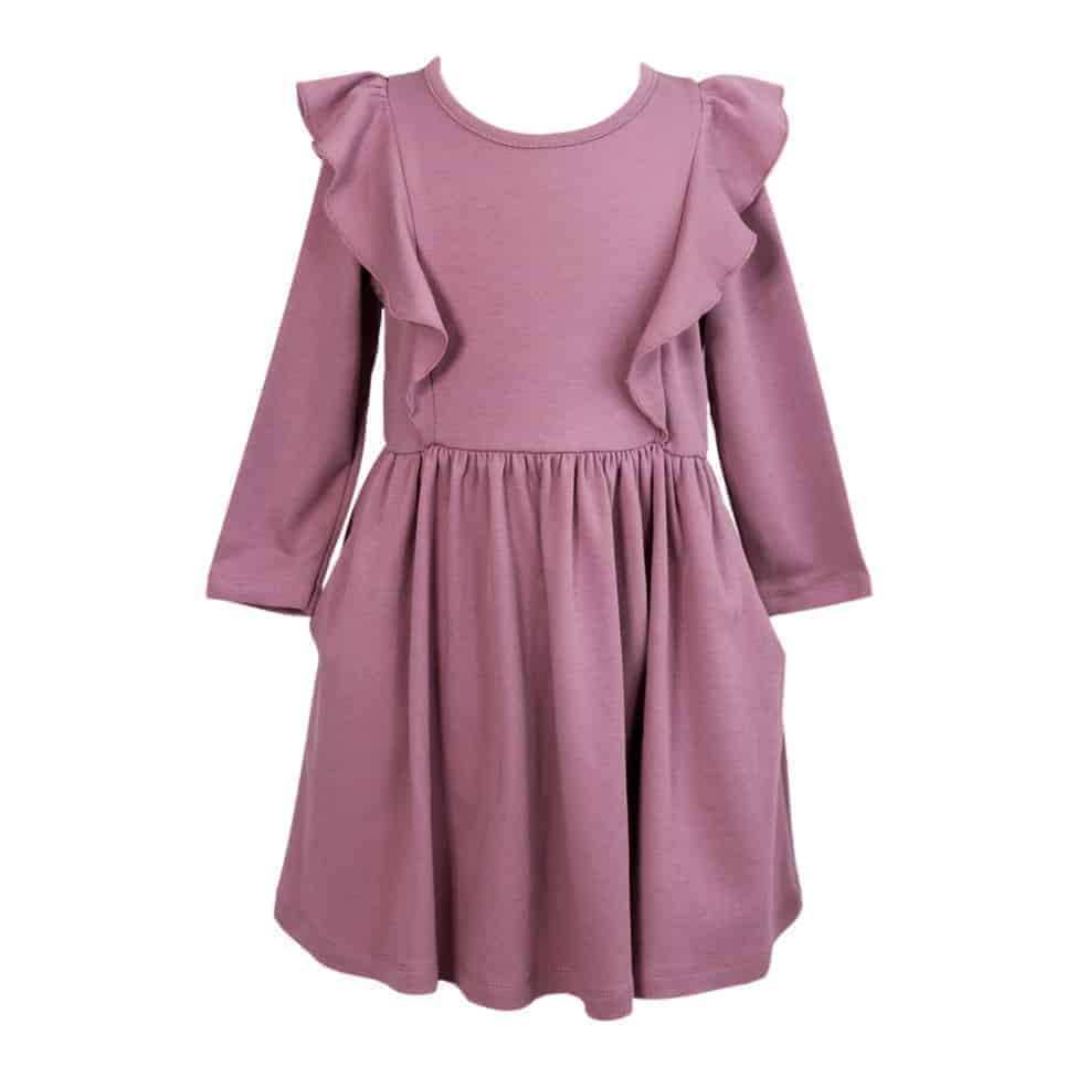 Long Sleeve Flutter Twirl Dress - Pink Elephant Brands