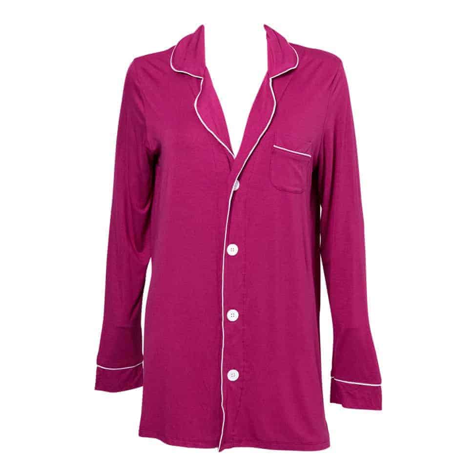 Ladies Button Down Pajama Top - Pink Elephant Brands